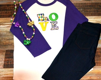 mardi gras baseball shirts