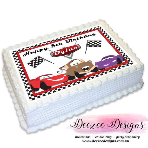 Cars Lightning McQueen Mater Personalised A4 Edible Icing Cake Topper