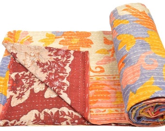 Vintage Kantha Quilt Gudri Reversible Throw Ralli Bedspread Bedding India OG932
