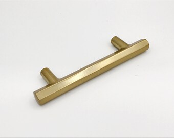 6" Geo Drawer Pull, Cabinet Knobs, T-Bar Brass Drawer Pulls