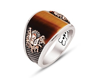 925 Sterling Silver Tigers Eye Men Ring...Express Delivery