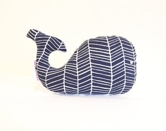 Whale Plush, Nautical Nursery, Whale Pillow, Nautical Decor, Nursery Decor, Navy Whale