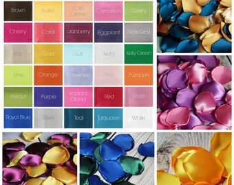 Satin rose petals, custom colors - for wedding basket or aisle, anniversary, or romantic date night, artificial flower petals, made to order
