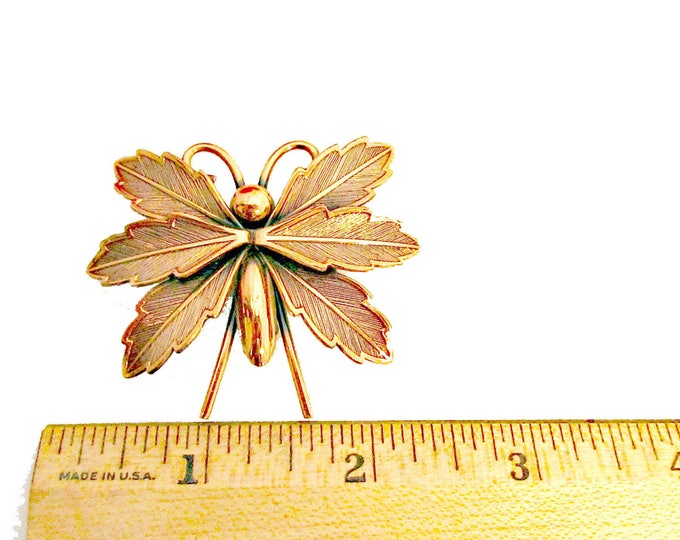 Copper Butterfly brooch- Signed Bell Trading company - Insect figurine pin