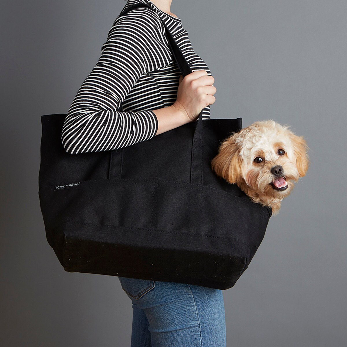 Canvas Pet Tote Black Dog Carrier