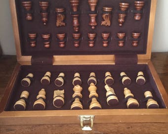 Vintage Travel Chess Set Wood Chess Set