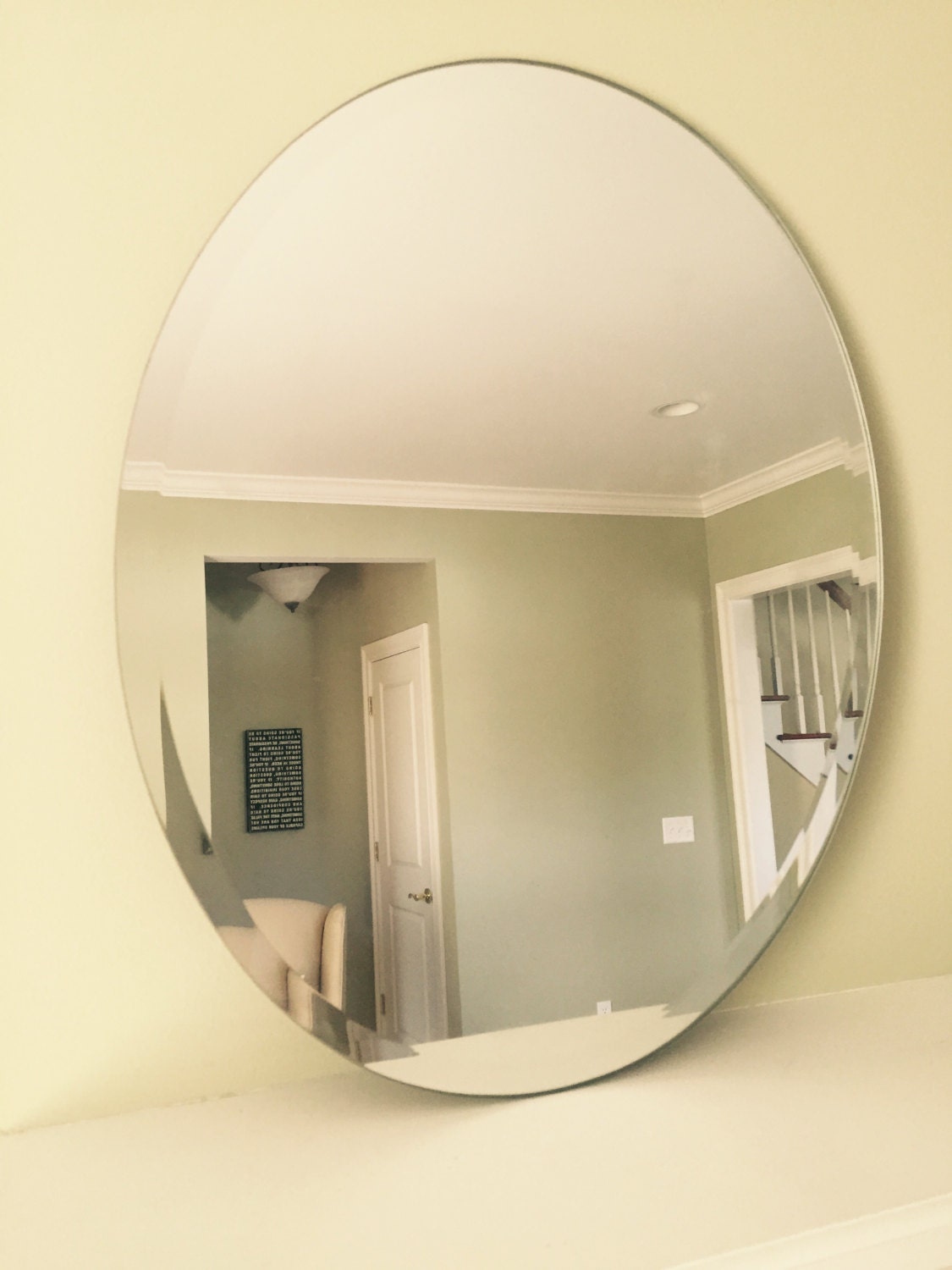 Oval Beveled Mirror Frameless 24 Inch