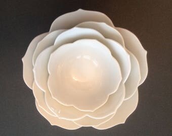 vintage lotus flower nesting bowl set