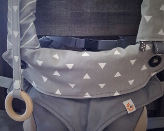 Ergo 360 Bib, Reversible Ergobaby Carrier Bib, Ergo Baby Carrier Teething Pads, Ergo Waistband Pouch, Carrier Cover, Gray, White