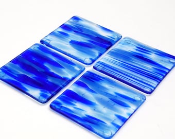 Fused Glass Blue Coasters - Set of 4