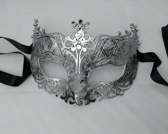 Silver mask, masquerade masks, brushed silver, masked ball masks, party eye wear, filigree style