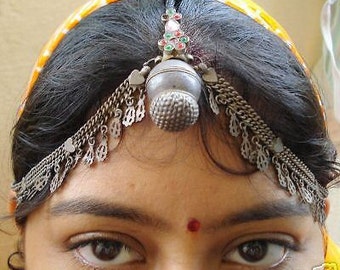 Antique Bellydance Tribal Old Silver Forhead Ornament
