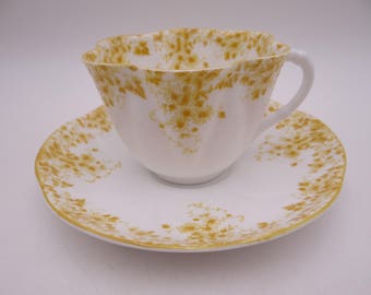 Rare 1940s Vintage Shelley English Bone China "Dainty Yellow" Teacup and Saucer - Elegant Yellow Tea Cup