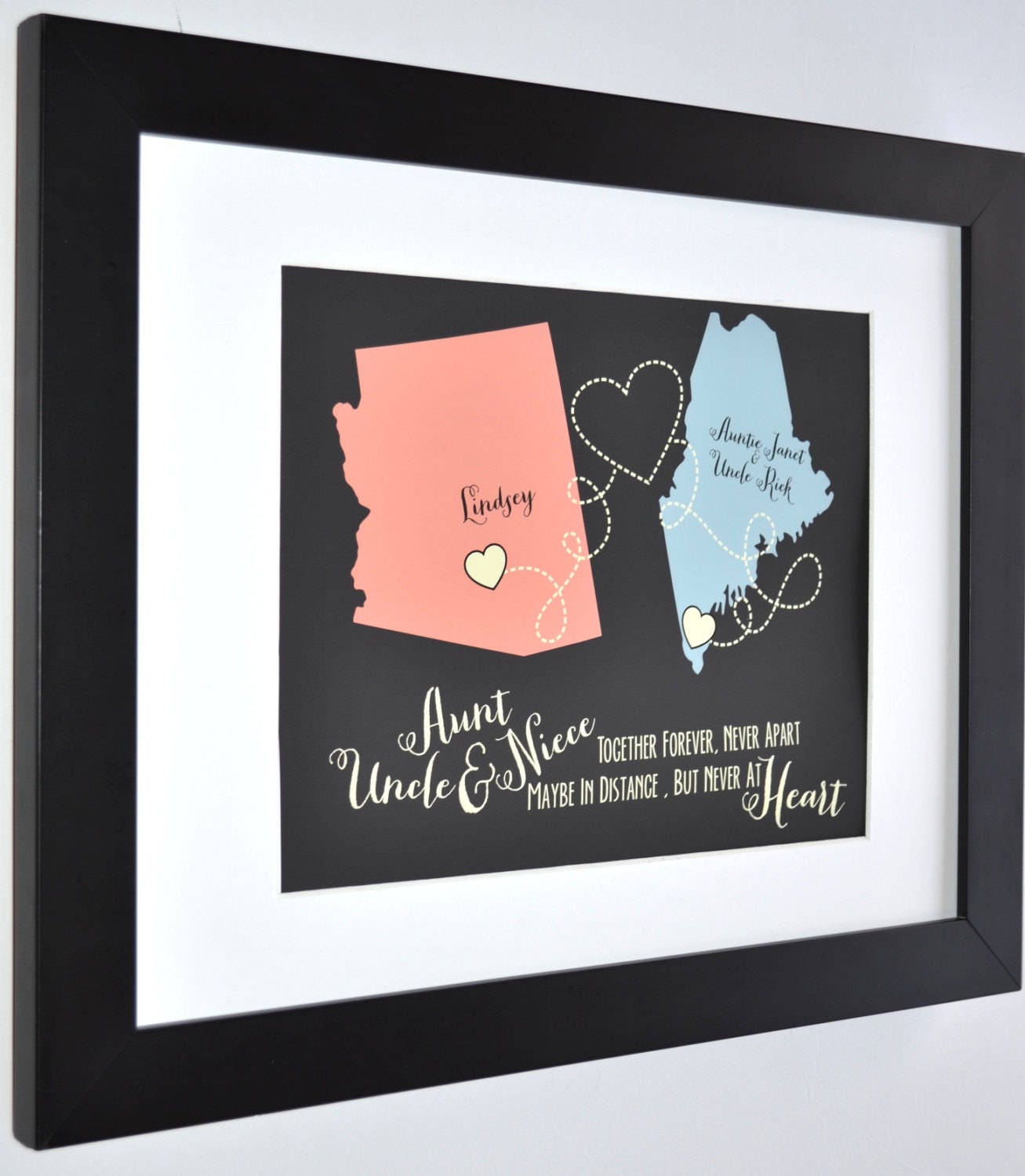Personalized Gift for Aunt and Uncle Custom Maps Mothers Day