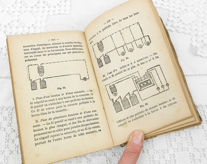 Antique French Early Text Book about Electricity with Illustrations 184 pages Pre 1897, Victorian Hobby Entertainment Curios from France
