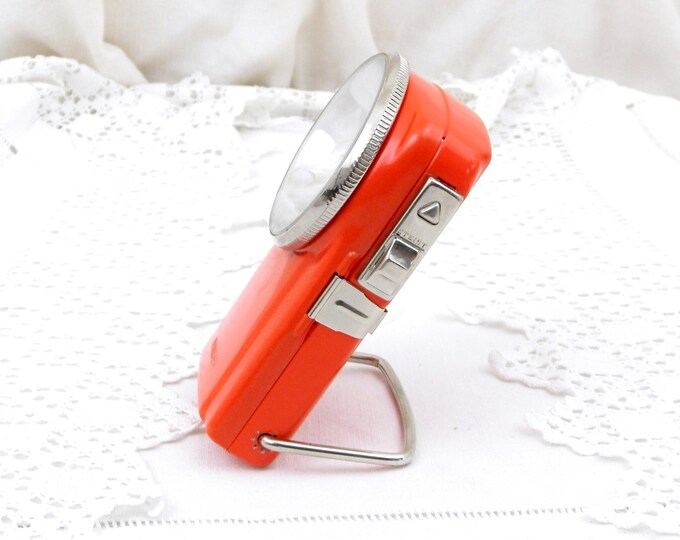 Unused Vintage French Red Hand Held Metal Wonder Flashlight / Torch, Searchlight, Upcycled, Decor, Industrial, Retro, Lamp Lighting, Camping