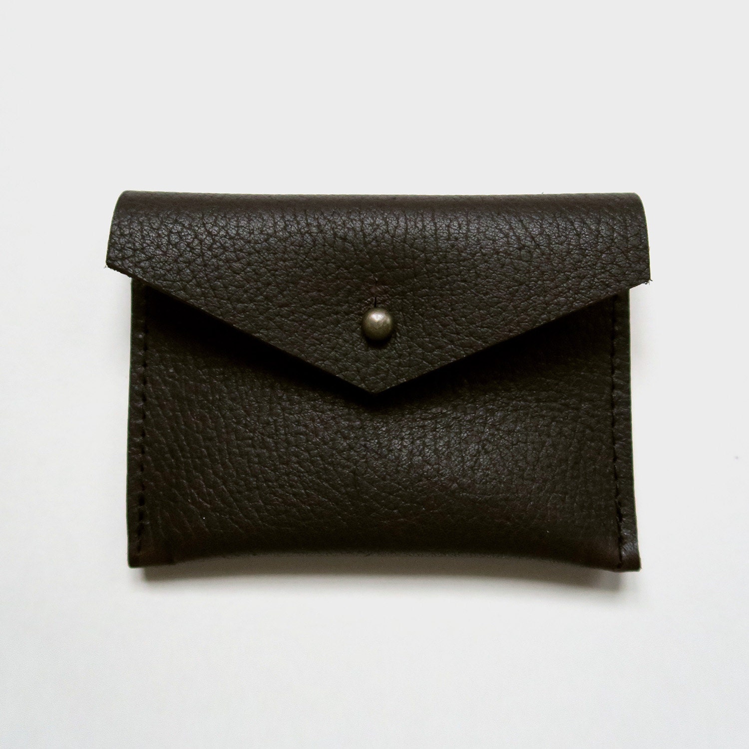 Leather Card Case Envelope Wallet Chocolate Brown