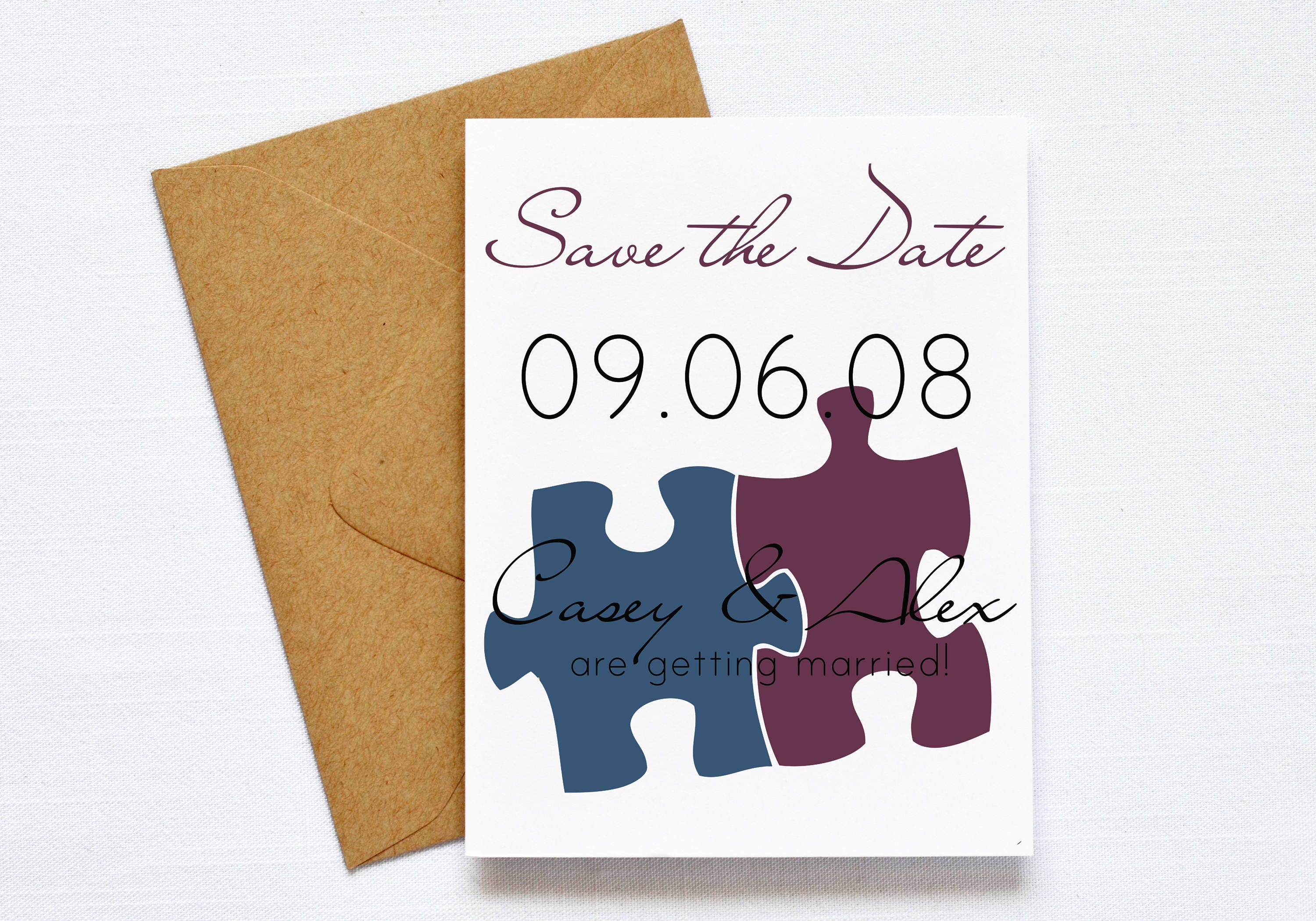 Puzzle Piece Wedding Save The Date Printable Wedding