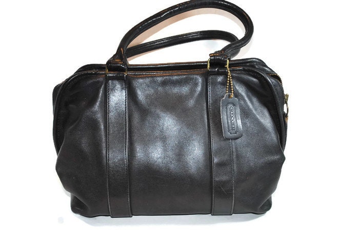 Vintage Retro Coach Black Leather Speedy Doctors Purse Handbag