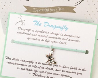 The Dragonfly Story Meaning Quote Charm Bracelet Mint Green Sympathy Loss of a Loved One Callow Designs Silver
