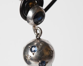 Diamond and Sapphire White Gold Earrings