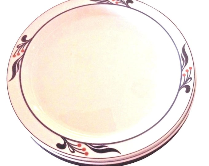 Dansk Vintage Dinnerware, Bistro Maribo Dinner Porcelain Plate, White with Blue Leaves & Berries Set of 2 Plates, Portugal