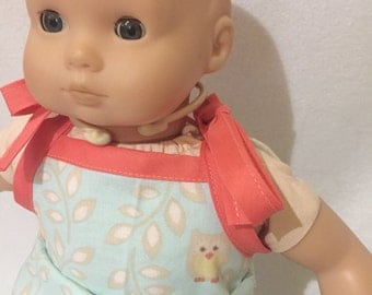 Bitty Baby Clothes - Outfit for Dolls - Doll Clothes - Doll Overalls - Owls - 15" Doll Clothes