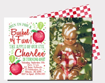 Apple Birthday Invitation | Apple Of Our Eye Invitation | Apple Picking Birthday | Apple Orchard Birthday | Fall Birthday Invitation