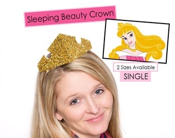 Sleeping Beauty Crown Princess Aurora Chunky Glitter Gold SINGLE Crown