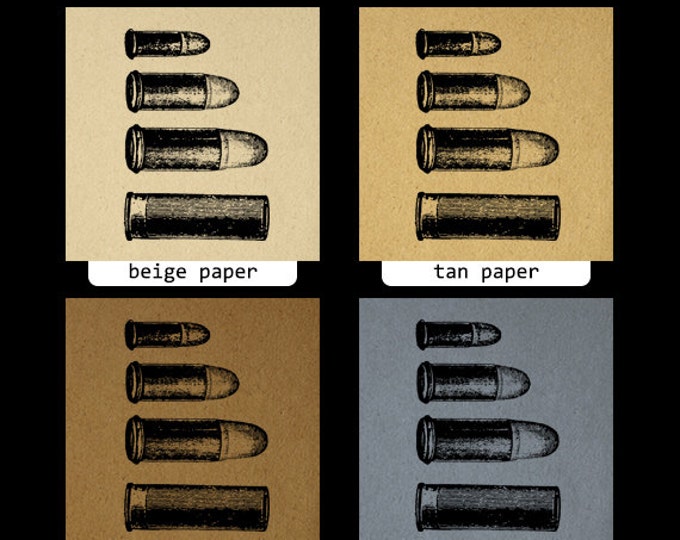 Digital Printable Bullet Collection Graphic Collage Sheet Image Ammo Download Vintage Clip Art Jpg Png Eps HQ 300dpi No.1351