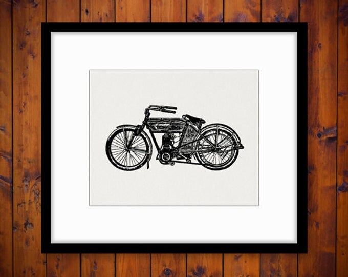 Digital Image Antique Motorcycle Printable Graphic Download Vintage Clip Art Jpg Png Eps HQ 300dpi No.1406