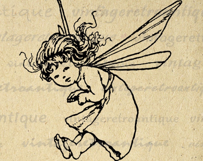 Digital Image Cute Fairy Girl Printable Download Graphic Antique Clip Art Jpg Png Eps HQ 300dpi No.3809