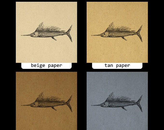 Printable Swordfish Graphic Digital Fish Image Download Vintage Clip Art Jpg Png Eps HQ 300dpi No.595