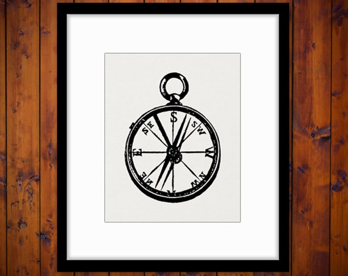 Printable Image Antique Compass Graphic Illustration Digital Download Vintage Clip Art Jpg Png Eps HQ 300dpi No.1313