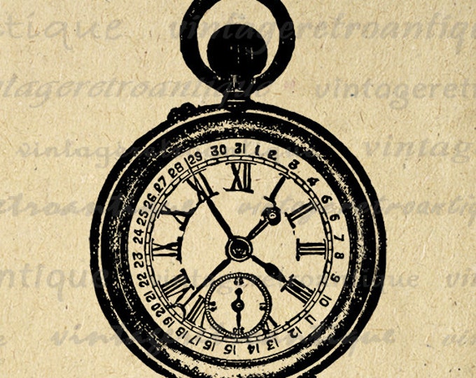 Printable Antique Pocket Watch Graphic Image Pocketwatch Illustration Download Digital Vintage Clip Art Jpg Png Eps HQ 300dpi No.1312