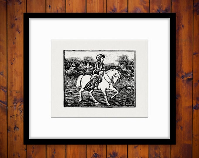 Digital Graphic Antique Horse Rider Download Horseback Printable Image Vintage Clip Art Jpg Png Eps HQ 300dpi No.1399