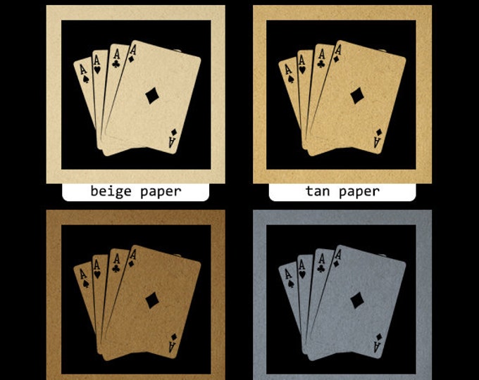 Digital Four Aces Graphic Printable Poker Hand Image Download Vintage Clip Art Jpg Png Eps HQ 300dpi No.2020