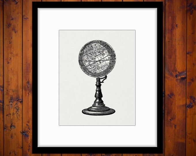 Antique Globe Digital Image Download Map Graphic Globe Printable Vintage Clip Art Jpg Png Eps HQ 300dpi No.4559