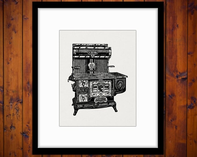 Antique Stove Digital Image Download Printable Graphic Vintage Clip Art Jpg Png Eps HQ No.1283