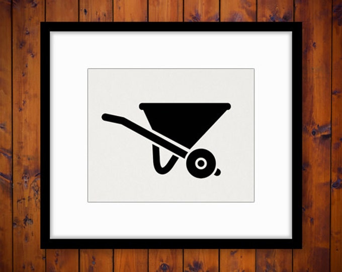 Printable Image Wheelbarrow Icon Digital Gardening Download Construction Graphic Vintage Clip Art Jpg Png Eps HQ 300dpi No.4321