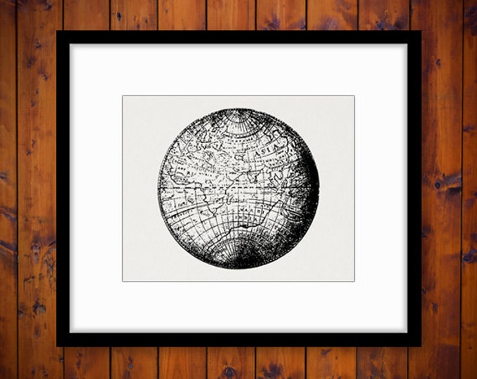 Printable Earth Globe Digital Download Eastern Hemisphere Image World Graphic Vintage Clip Art Jpg Png Eps 18x18 HQ 300dpi No.2696