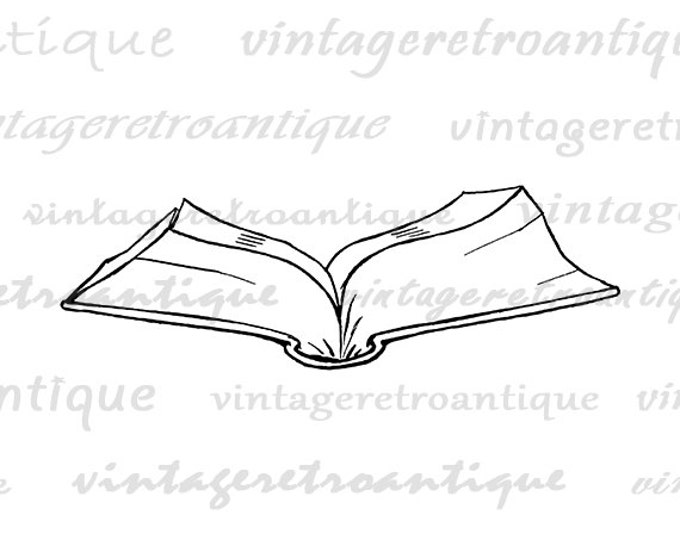 Book Graphic Image Download Open Book Printable Book Digital Artwork Antique Clip Art for Transfers Making Prints etc HQ 300dpi No.4626