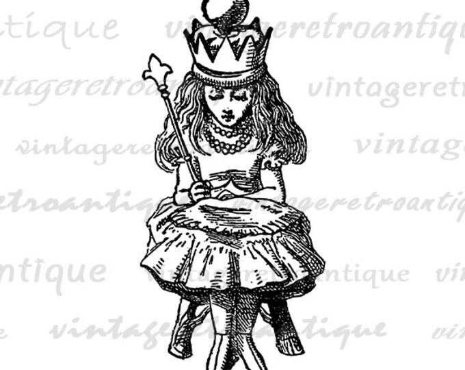 Digital Graphic Alice in Wonderland Printable Princess Queen Crown Image Alice Download for Transfers T-Shirts Pillows HQ 300dpi No.4675