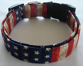 Patriotic 4th of July American Flag USA Dog Collar