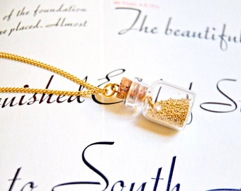 Pretty gold digger necklace, glass bottle necklace, vial necklace,