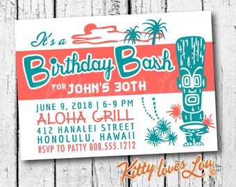 PRINTABLE Hawaii Five-0 50th Birthday Party Invitation Digital