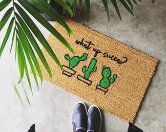 What Up Succa? - Hand-painted Coir Doormat by After Infinity