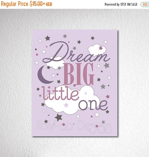 Nursery Wall Decor Dream Big quote Baby Girl by HollyPopDesigns