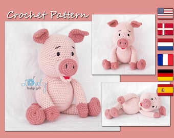 Amigurumi Pattern, Piglet Crochet Pattern, Pink Amigurumi Piggy, Pig Crochet Tutorial, CP-142