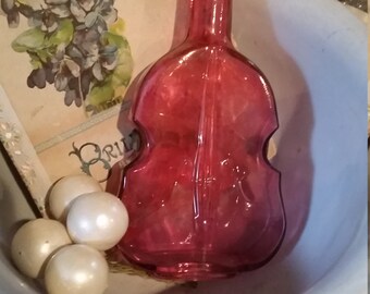 Antique Pink Glass Fiddle Bottle